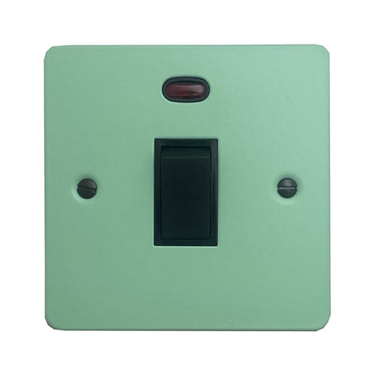 Flat Peppermint Green 20 Amp DP Switch with Neon (Black Switch)