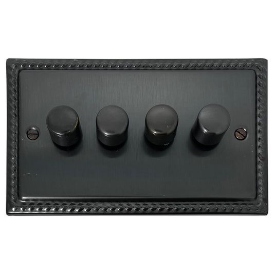 Monarch Black Bronze 4 Gang LED Dimmer (Black Bronze Caps)