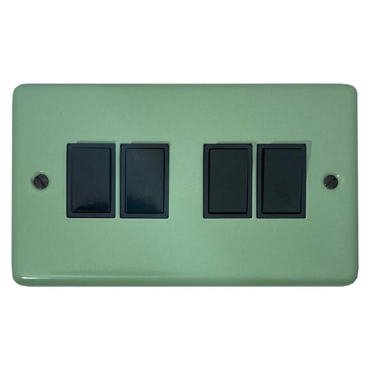 Classic Sage Green 4 Gang Switch (Black Switch)