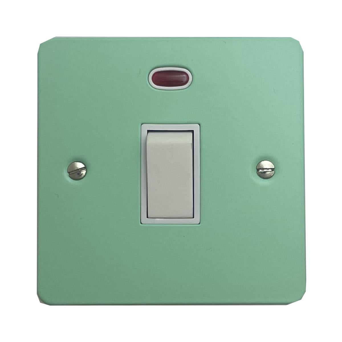 Flat Peppermint Green 20 Amp DP Switch with Neon (White Switch)