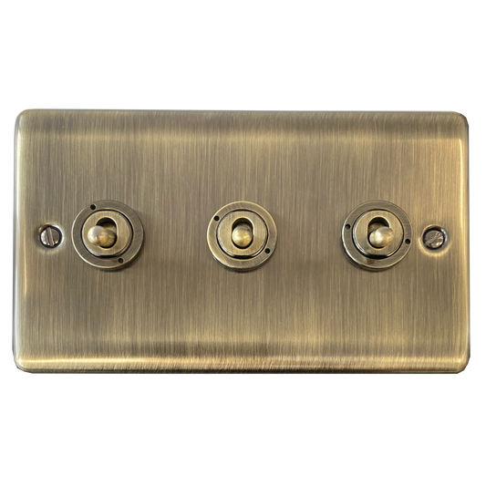 Basics Antique Brass 3 Gang 2 Way Toggle