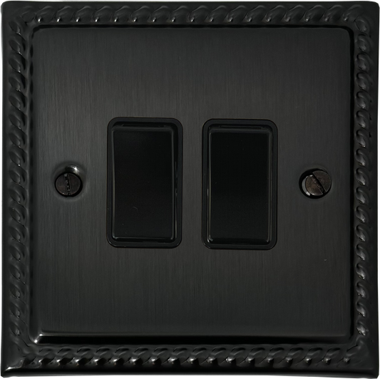 Monarch Black Bronze 2 Gang Switch (Black Switches)