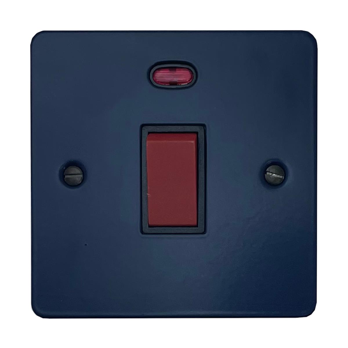 Flat Blue 45 Amp DP Switch with Neon (Black Insert)