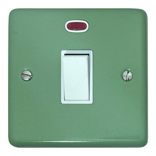 Classic Sage Green 20 Amp DP Switch with Neon (White Switch)