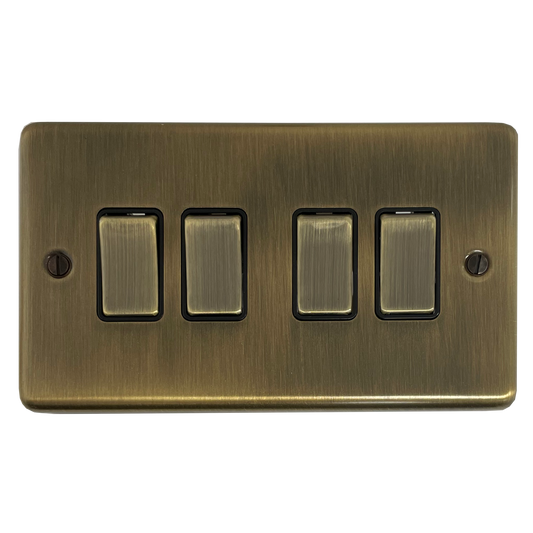 Contour Antique Brass 4 Gang Switch (Brass Switches)