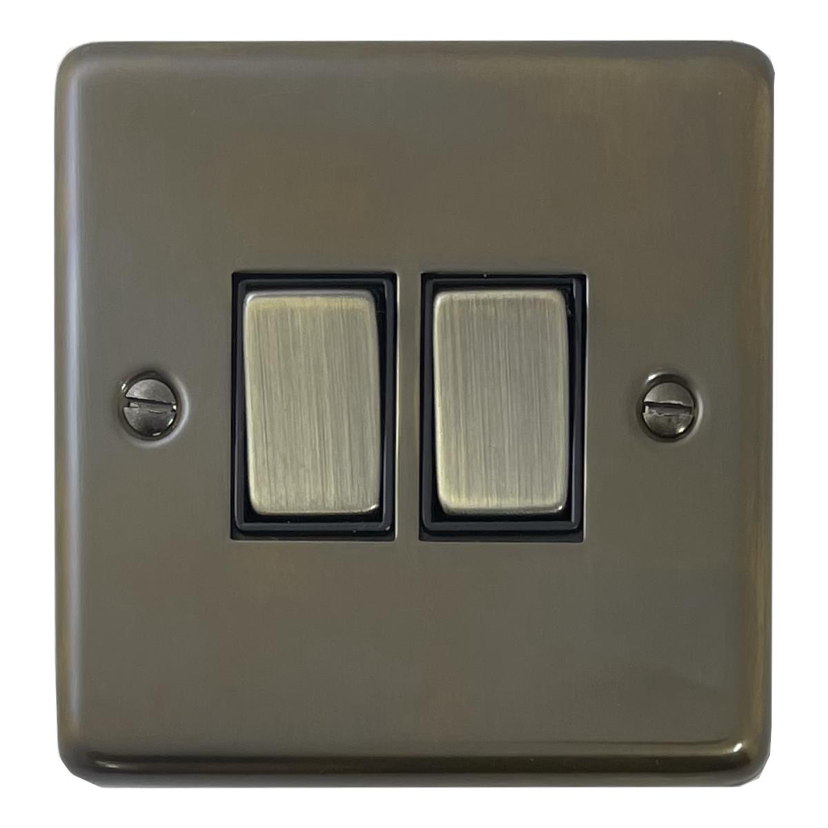 Contour Medium Bronze 2 Gang Switch