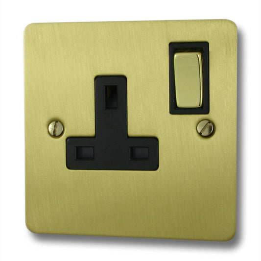 Flat Satin Brass 1 Gang Socket