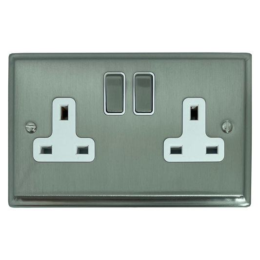 Deco Satin Nickel 2 Gang Socket