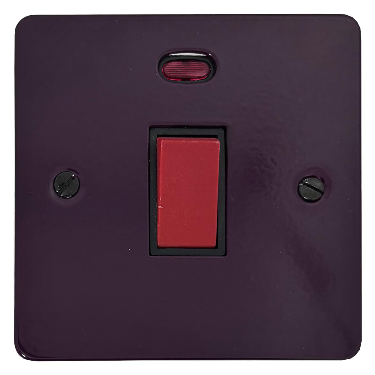 Flat Purple 45 Amp DP Switch with Neon (Black Insert)