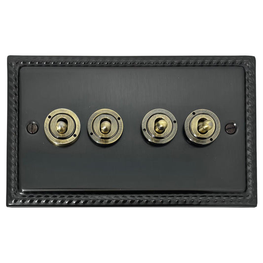 Monarch Black Bronze 4 Gang Grid Toggle Plate