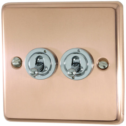 Contour Bright Copper 2 Gang 2 Way Switch