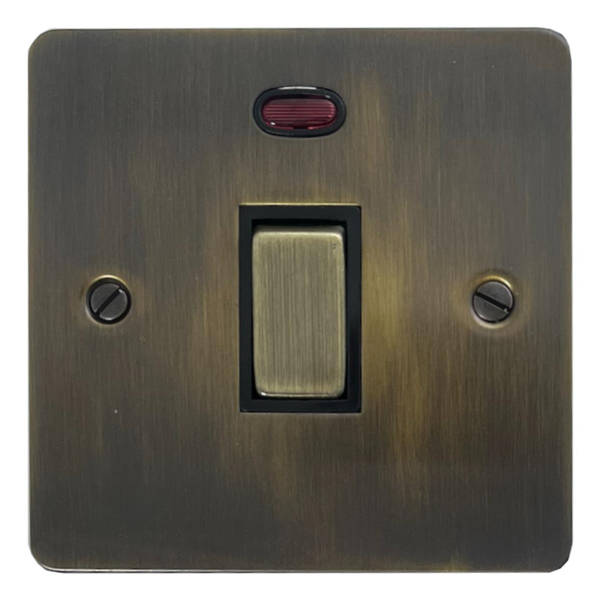 Flat Antique Brass 20 Amp DP Switch (Brass Switch)