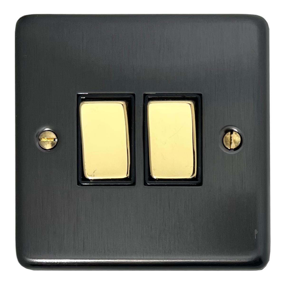 Contour Black Bronze 2 Gang Switch