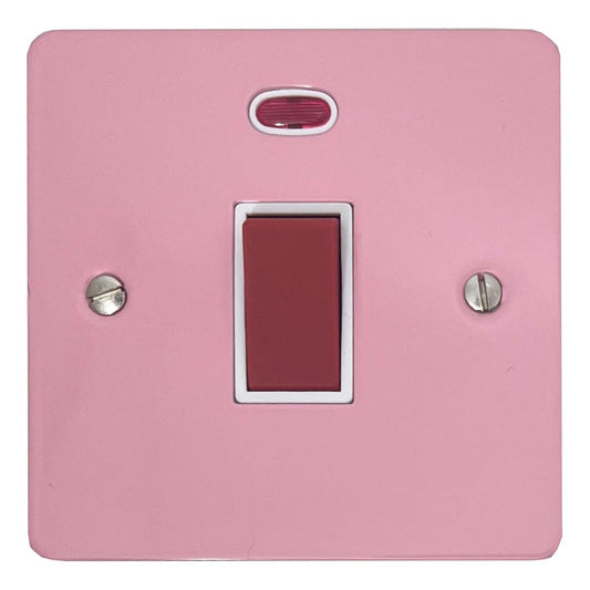 Flat Gloss Pink 45 Amp DP Switch with Neon (White Insert)