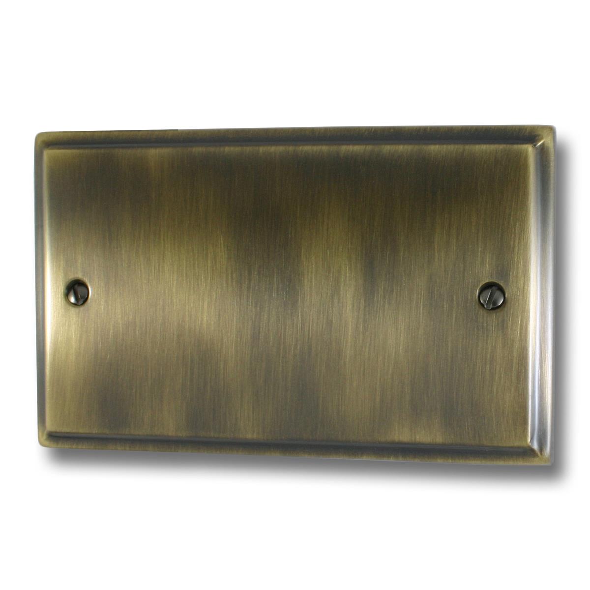 Deco Antique Brass Deco 2 Gang Blank