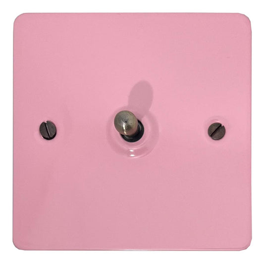 Flat Gloss Pink 1 Gang Toggle (Antique Brass Switch)