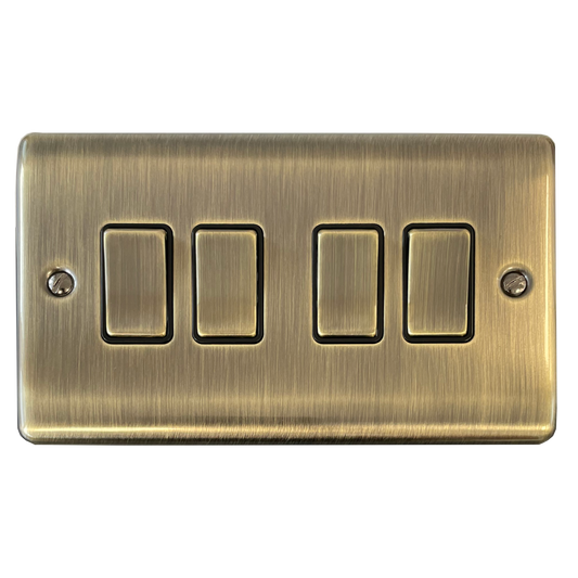 Basics Antique Brass 4 Gang Light Switch