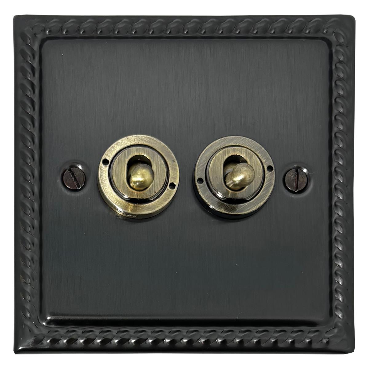 Monarch Black Bronze 2 Gang Grid Toggle Plate