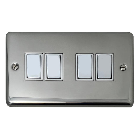 Contour Polished Steel 4 Gang 2 Way Switch