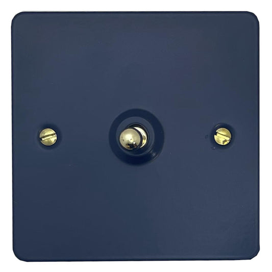 Flat Blue 1 Gang Toggle (Polished Brass Switch)