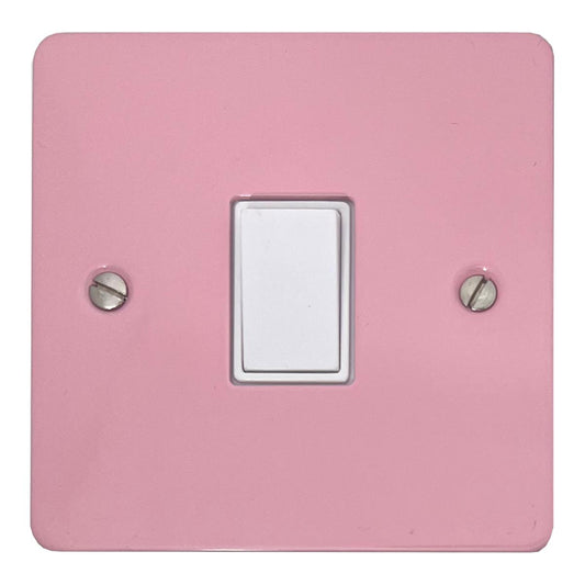 Flat Gloss Pink 1 Gang Switch (White Switch)