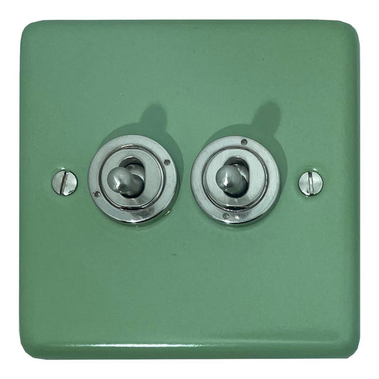 Classic Sage Green 2 Gang Grid Toggle Plate