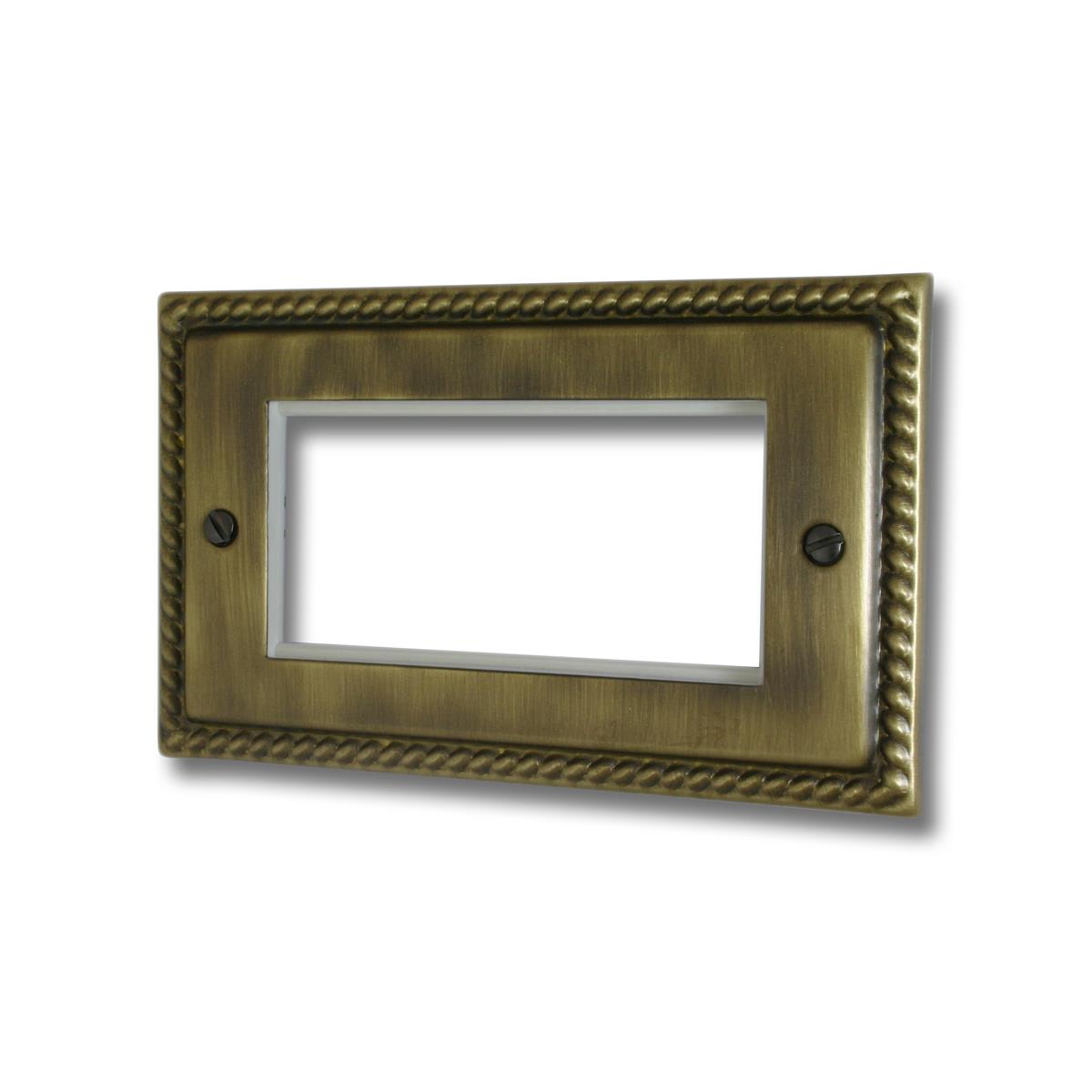 Monarch Antique Brass 2 Gang 4 Module Plate