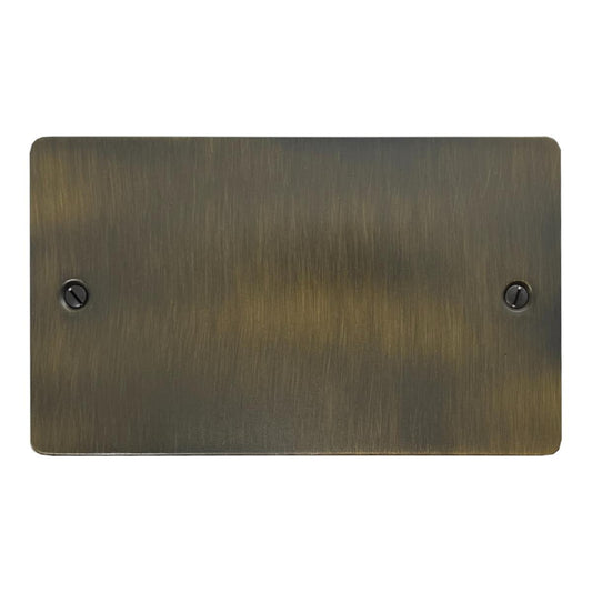 Flat Antique Brass 2 Gang Blank