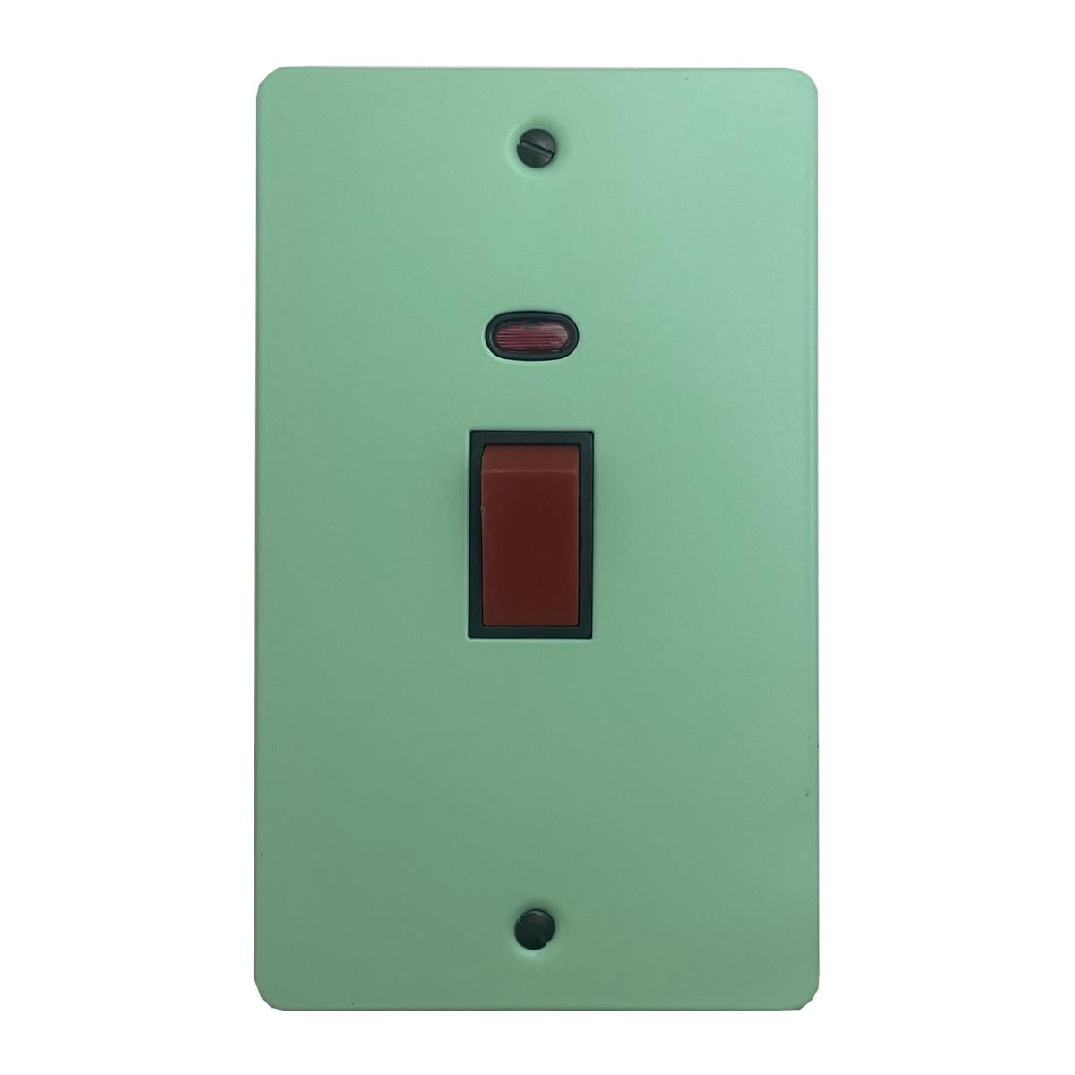 Flat Peppermint Green 45 Amp Vertical Cooker Switch (Black Switch)