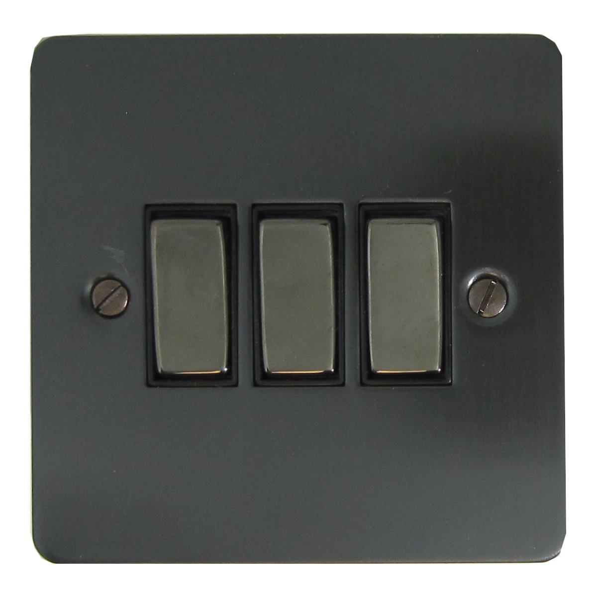 Flat Black Bronze 3 Gang 2 Way Switch