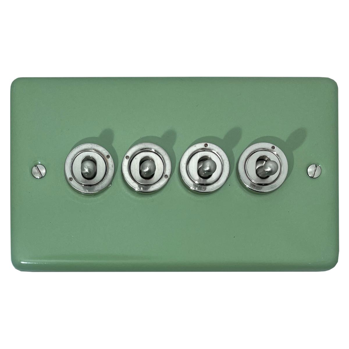 Classic Sage Green 4 Gang Grid Toggle Plate