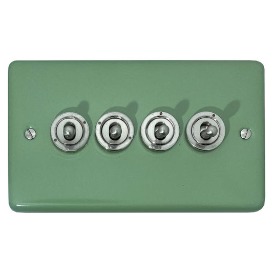 Classic Sage Green 4 Gang Grid Toggle Plate