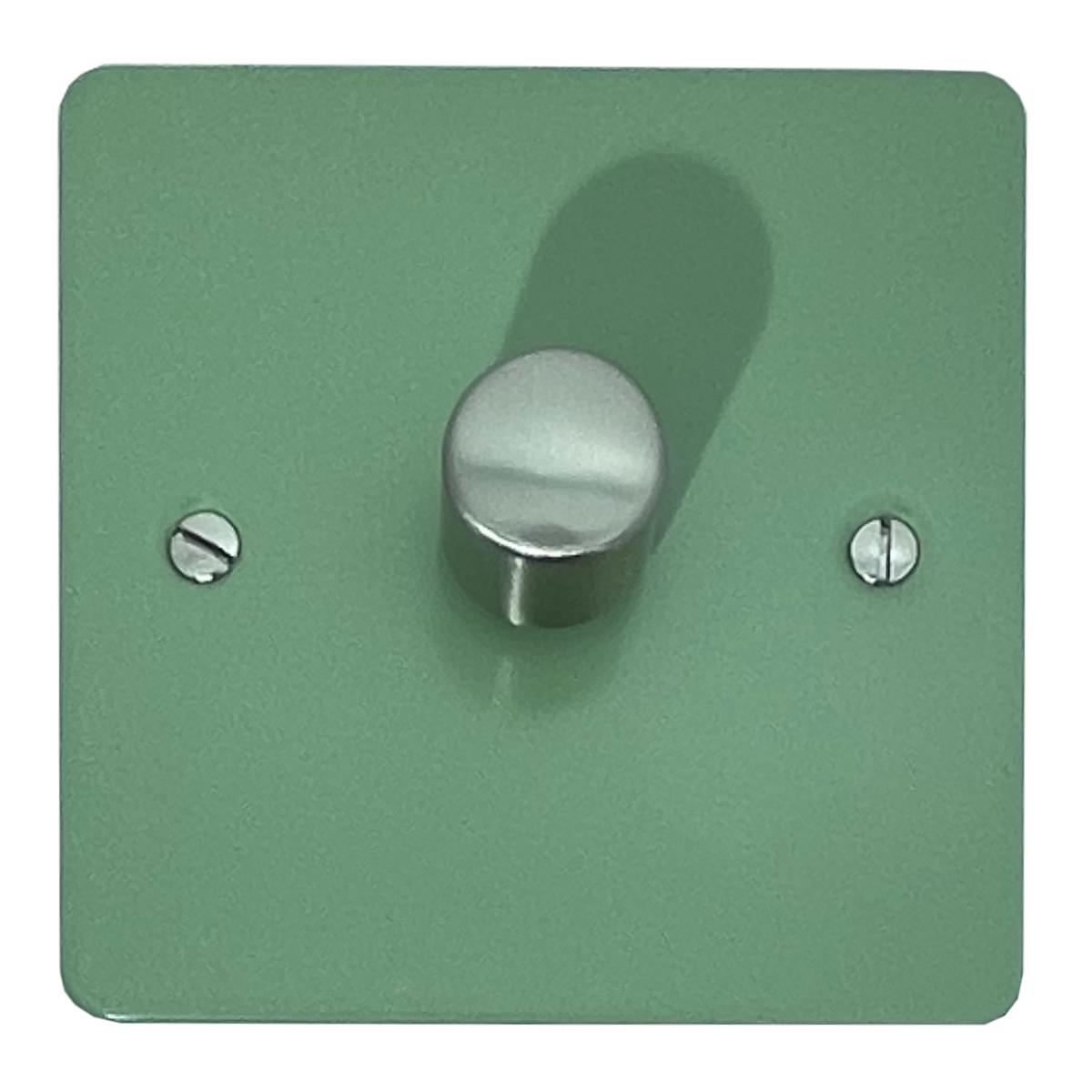 Flat Sage Green 1 Gang LED Dimmer (Satin Chrome Cap)