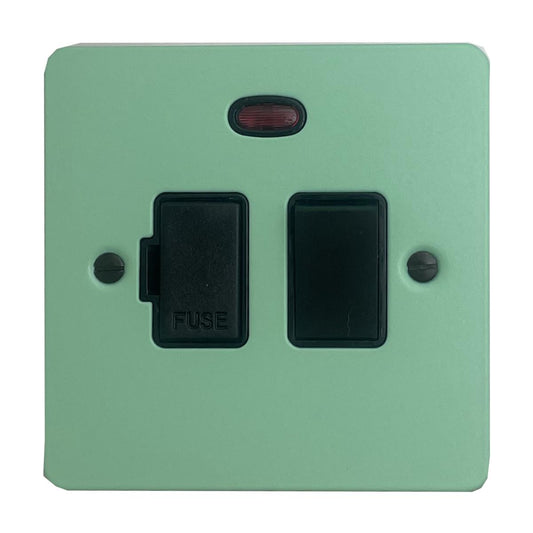 Flat Peppermint Green Switched Fuse Spur with Neon (Black Switch)