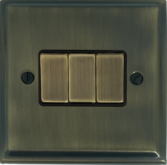 Deco Antique Brass 3 Gang Switch (Brass Switches)