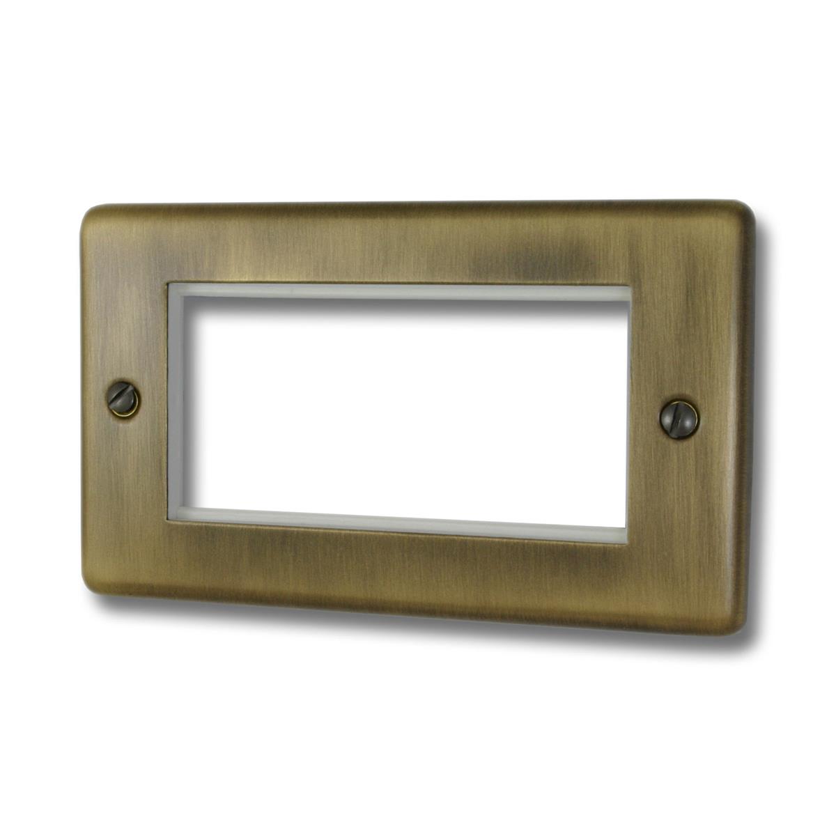 Contour Antique Brass 2 Gang 4 Module Plate