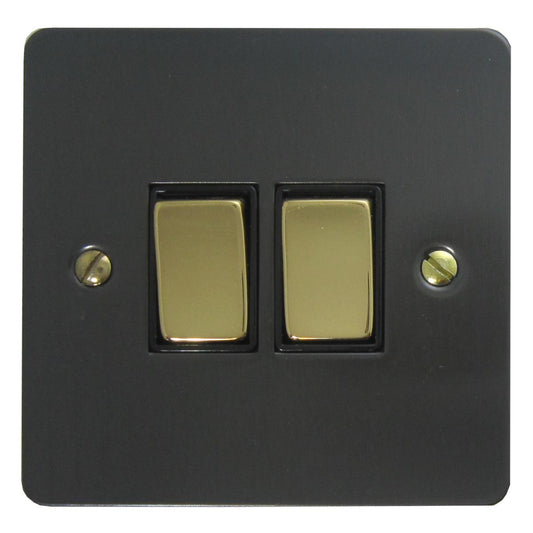 Flat Black Bronze 2 Gang Switch