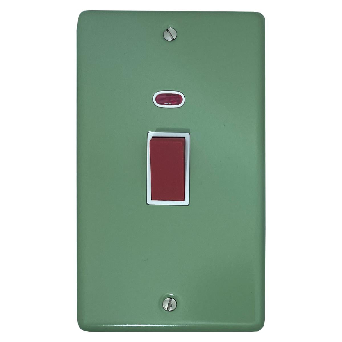 Classic Sage Green 45 Amp Cooker Switch with Neon (White Insert)