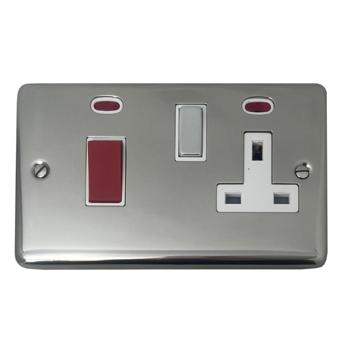 Contour Polished Steel 45 Amp Switch & 13 A Socket