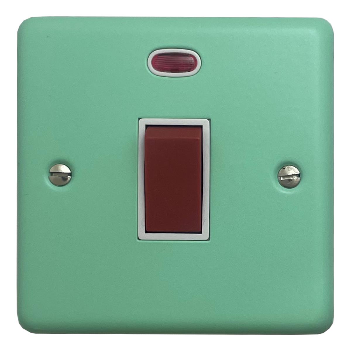 Classic Peppermint Green 45 Amp DP Switch with Neon (White Switch)