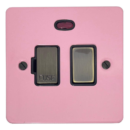 Flat Gloss Pink Switched Fuse Spur with Neon (Antique Brass Switch/Black Insert)