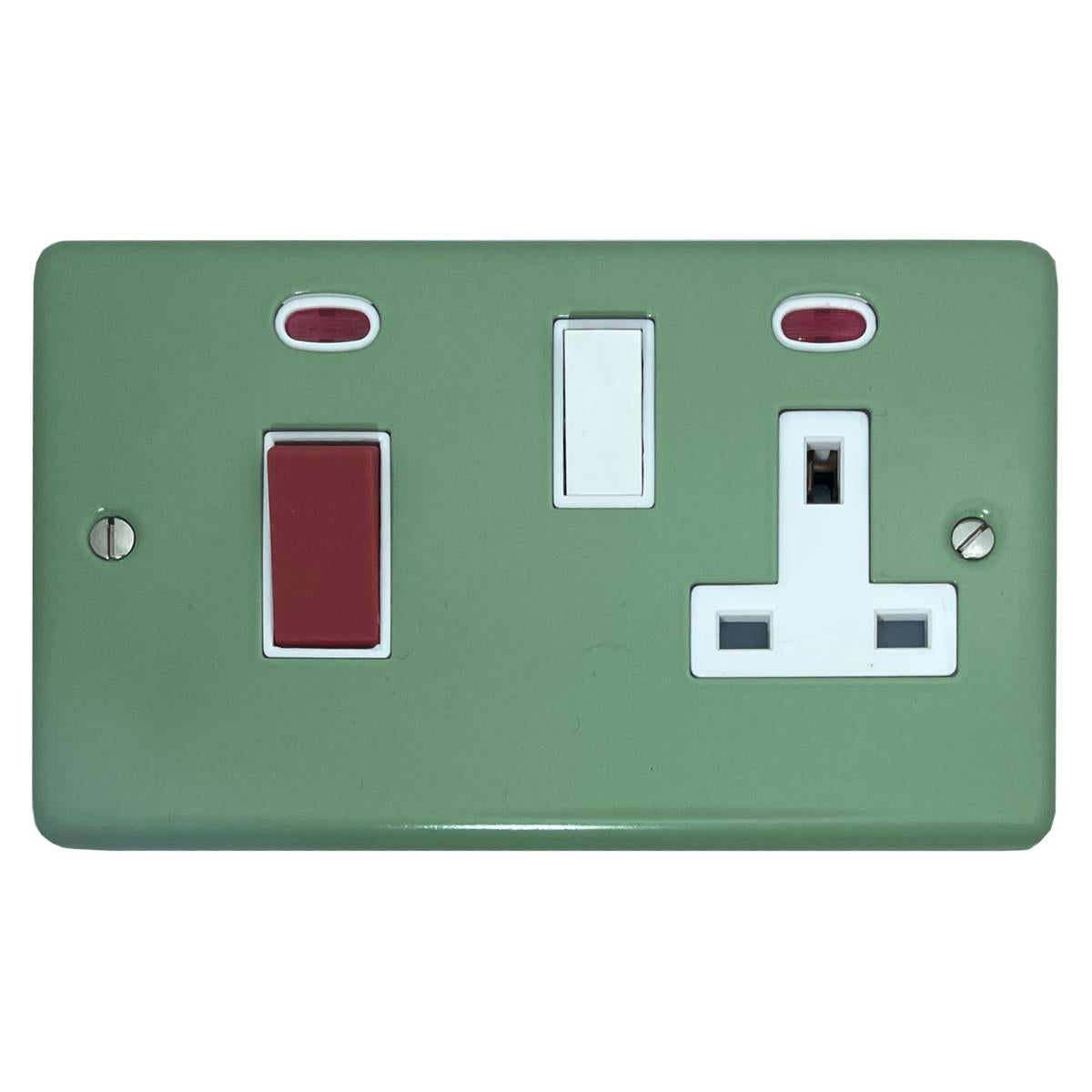 Classic Sage Green 45 Amp Cooker Switch and Socket (White Switch)