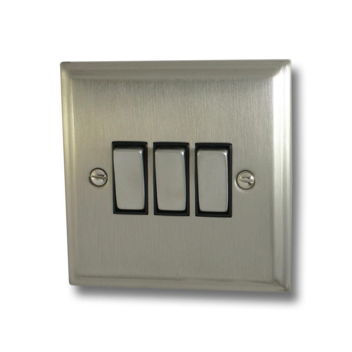 Deco Satin Nickel 3 Gang Switch