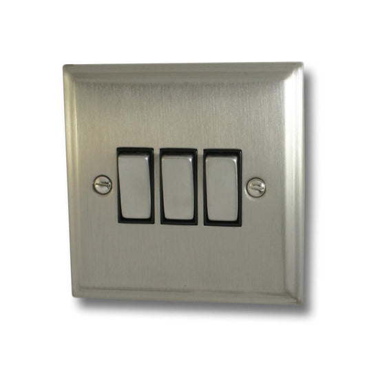 Deco Satin Nickel 3 Gang Switch