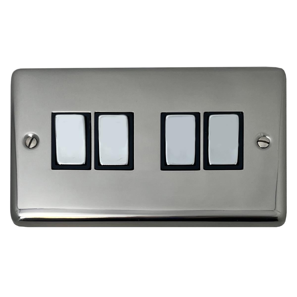 Contour Polished Steel 4 Gang 2 Way Switch