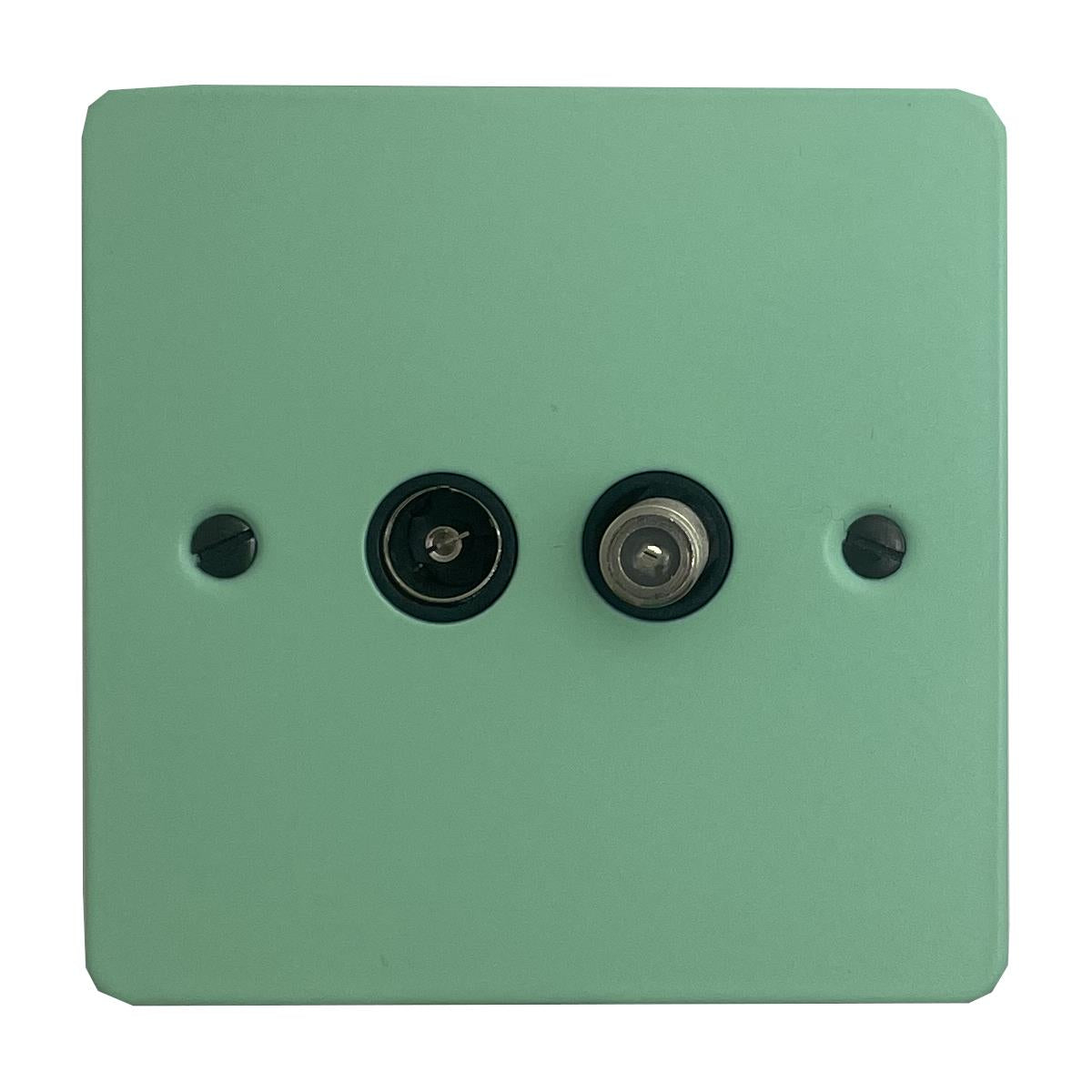 Flat Peppermint Green Coax and Satellite Point (Black Inserts)