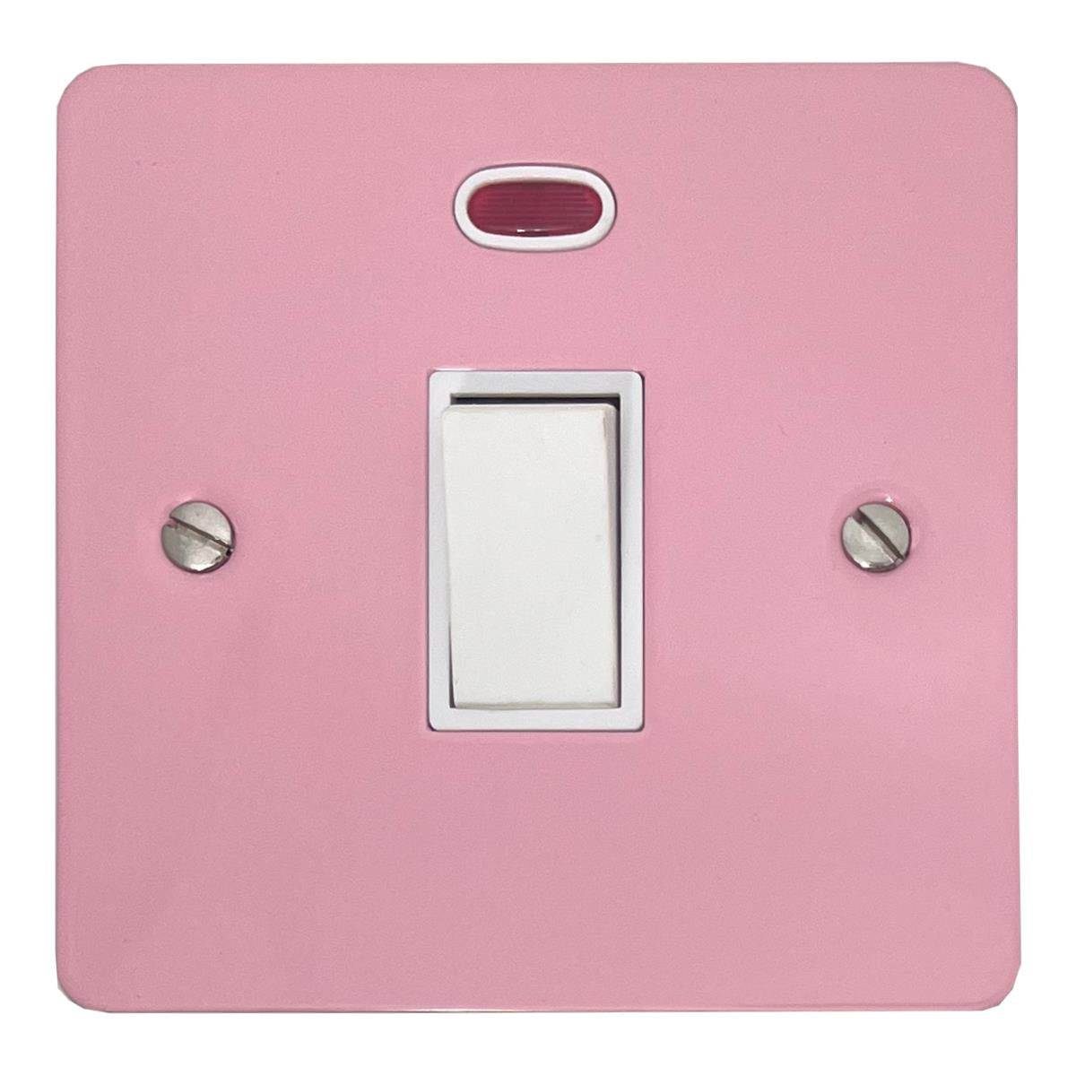 Flat Gloss Pink 20 Amp DP Switch with Neon (White Switch)