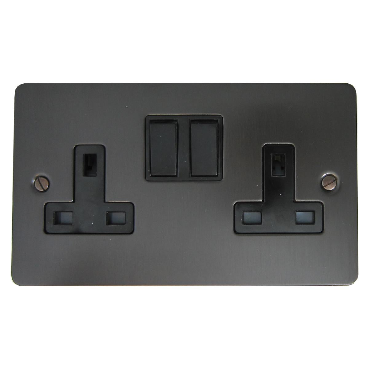 Flat  Black Bronze  2 Gang Socket