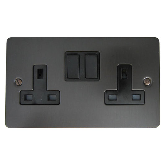 Flat  Black Bronze  2 Gang Socket