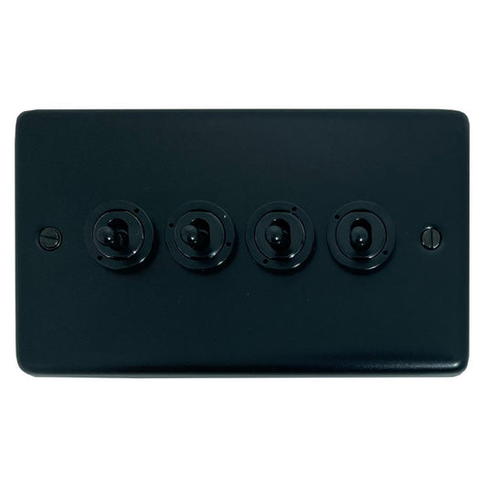 Contour Flat Black 4 Gang Toggle (Black Toggles)